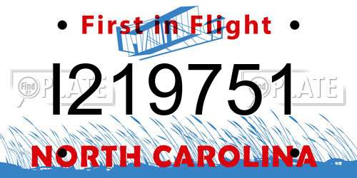 I219751 North Carolina License Plate