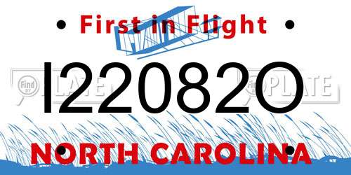 I22082O North Carolina License Plate