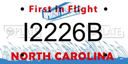 I2226B North Carolina License Plate