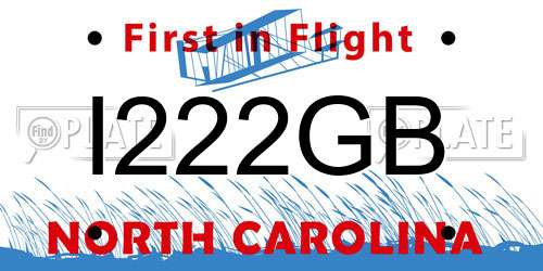 I222GB North Carolina License Plate