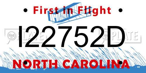 I22752D North Carolina License Plate