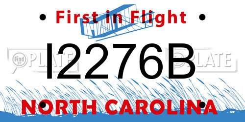 I2276B North Carolina License Plate