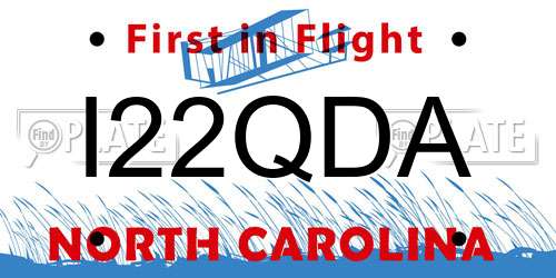 I22QDA North Carolina License Plate