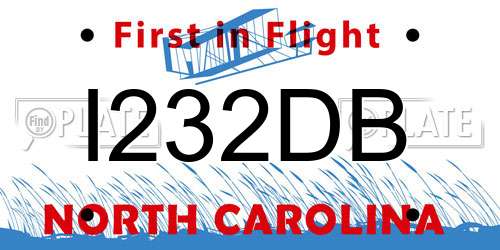 I232DB North Carolina License Plate