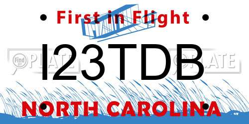 I23TDB North Carolina License Plate