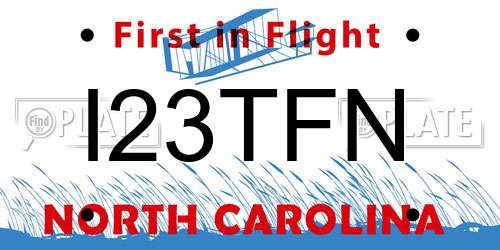 I23TFN North Carolina License Plate