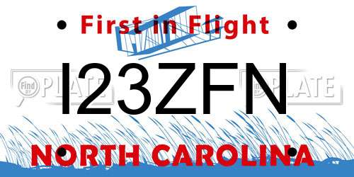 I23ZFN North Carolina License Plate
