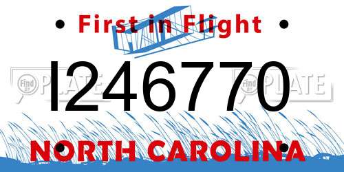 I246770 North Carolina License Plate