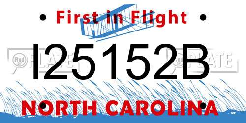 I25152B North Carolina License Plate