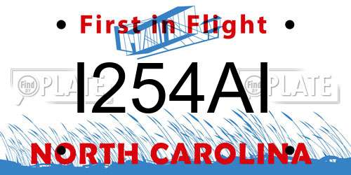I254AI North Carolina License Plate