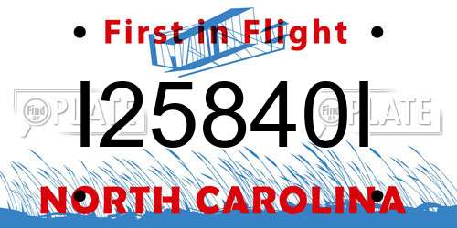 I25840I North Carolina License Plate