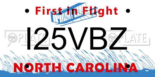 I25VBZ North Carolina License Plate