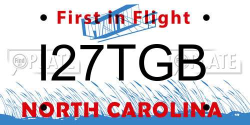 I27TGB North Carolina License Plate