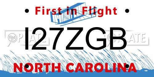 I27ZGB North Carolina License Plate