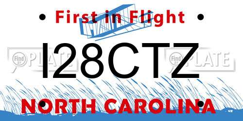 I28CTZ North Carolina License Plate