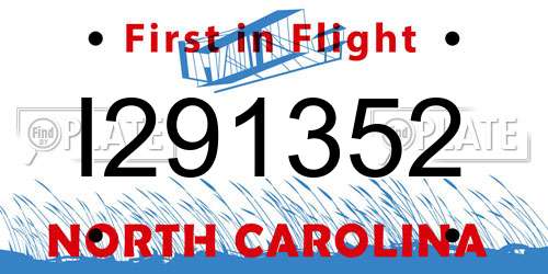 I291352 North Carolina License Plate