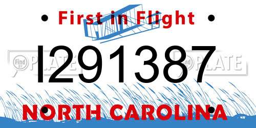 I291387 North Carolina License Plate