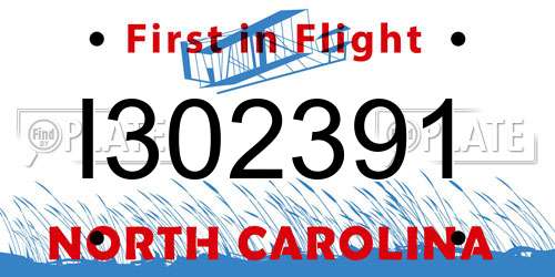 I302391 North Carolina License Plate