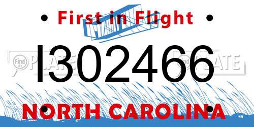 I302466 North Carolina License Plate