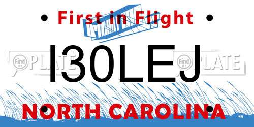 I30LEJ North Carolina License Plate