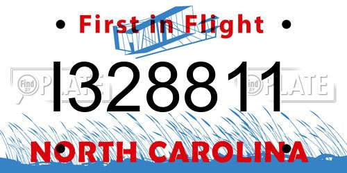 I328811 North Carolina License Plate