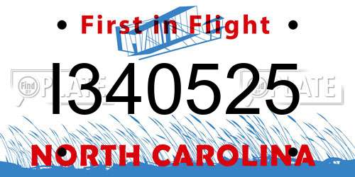 I340525 North Carolina License Plate