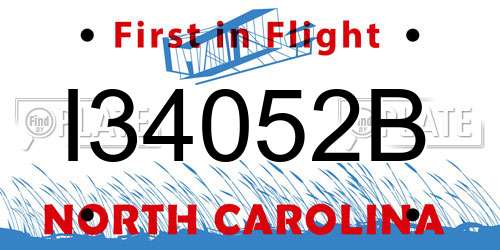 I34052B North Carolina License Plate