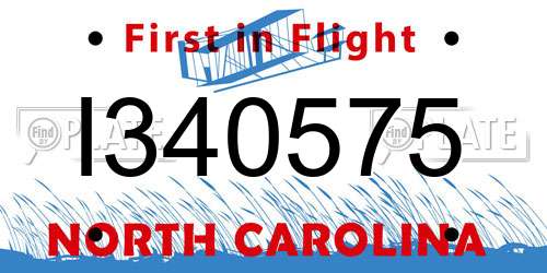 I340575 North Carolina License Plate