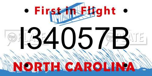 I34057B North Carolina License Plate