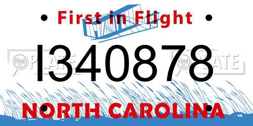 I340878 North Carolina License Plate