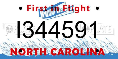 I344591 North Carolina License Plate