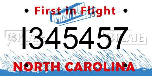I345457 North Carolina License Plate