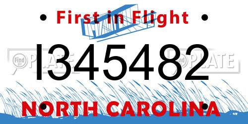 I345482 North Carolina License Plate