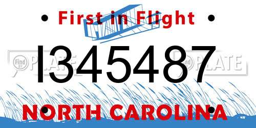 I345487 North Carolina License Plate