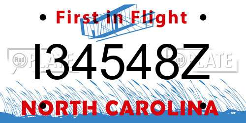 I34548Z North Carolina License Plate