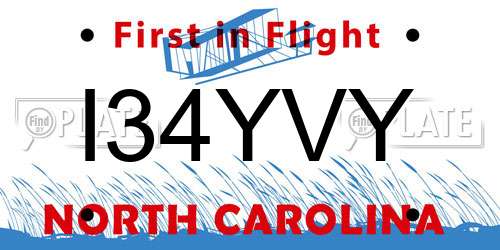 I34YVY North Carolina License Plate