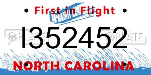I352452 North Carolina License Plate