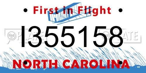 I355158 North Carolina License Plate