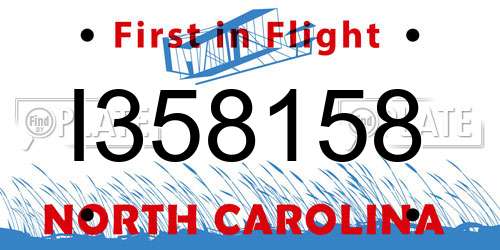 I358158 North Carolina License Plate