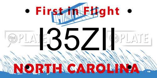 I35ZII North Carolina License Plate