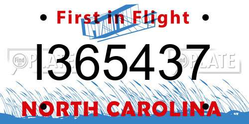I365437 North Carolina License Plate