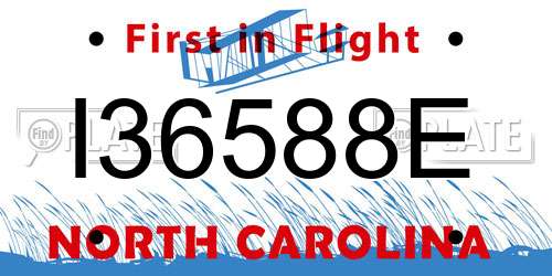 I36588E North Carolina License Plate