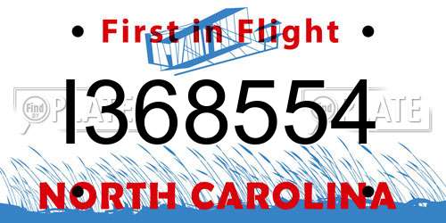 I368554 North Carolina License Plate