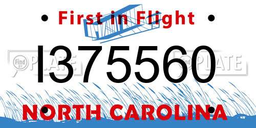 I375560 North Carolina License Plate