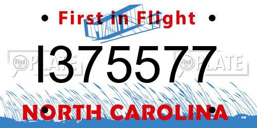 I375577 North Carolina License Plate