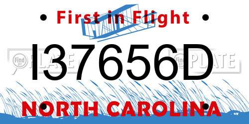 I37656D North Carolina License Plate