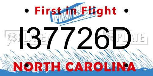I37726D North Carolina License Plate