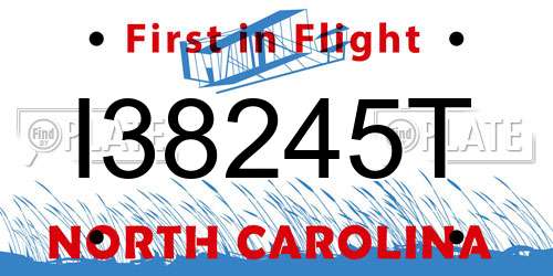 I38245T North Carolina License Plate