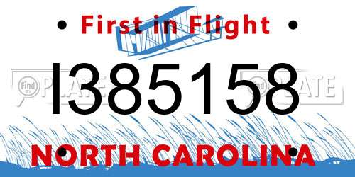 I385158 North Carolina License Plate