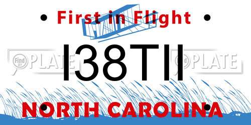 I38TII North Carolina License Plate